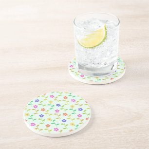 Dessous De Verre En Grès Fleurs colorées, Motif Floral, Verdure, Boho