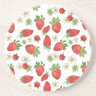 Dessous De Verre En Grès Fleurs de fraises : Aquarelle Art sans fil