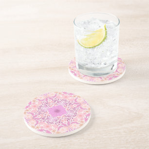 Dessous De Verre En Grès Fleurs de jardin rétro en rose