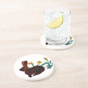 Dessous De Verre En Grès Fleurs de lapin Nature