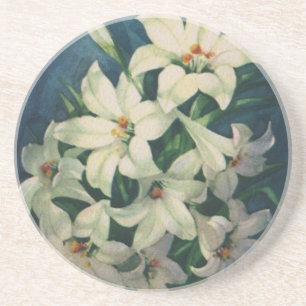 Dessous De Verre En Grès Fleurs de lis de Pâques, lis de Pâques vintage
