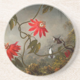 Dessous De Verre En Grès Fleurs de passion avec tête de colibris