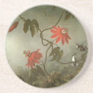 Dessous De Verre En Grès Fleurs de passion et colibris par Martin J Heade