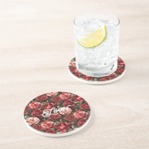 Dessous De Verre En Grès Fleurs de rose rose clair