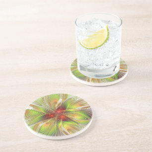 Dessous De Verre En Grès Fleurs imaginaires fractales douces et tendres