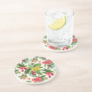 Dessous De Verre En Grès Fleurs joliment exotiques