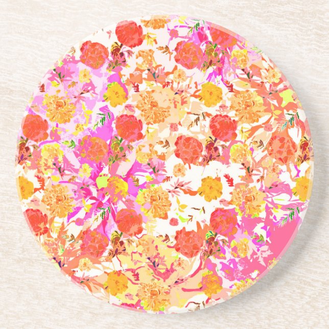 Dessous De Verre En Grès Fleurs mignonnes motif (Devant)