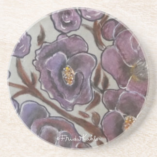 Dessous De Verre En Grès Fleurs peintes Frida Kahlo