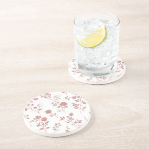 Dessous De Verre En Grès Fleurs Rose Pâle