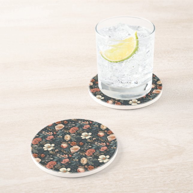Dessous de verre en grès floral (Côté)