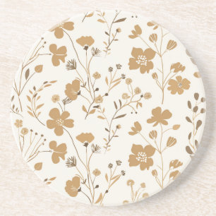 Dessous De Verre En Grès Floral à fleurs dorées