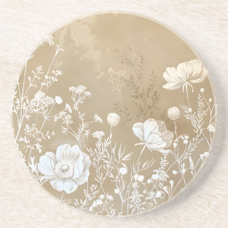 Dessous De Verre En Grès Floral naturel