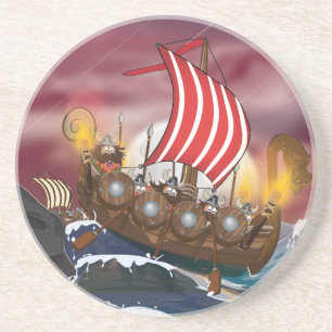 Dessous De Verre En Grès Flotte d'invasion de navires vikings