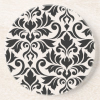 Flourissant Damask Art I Black on Cream