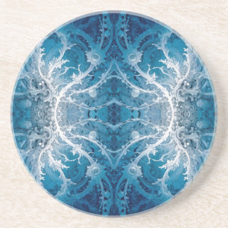 Dessous De Verre En Grès Flux cosmique sacré - Symétrie argent bleu