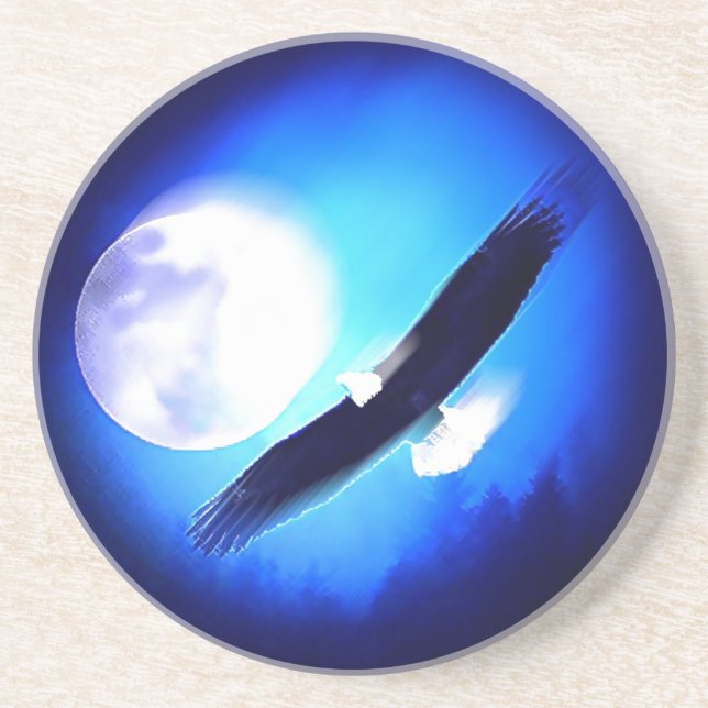 Dessous De Verre En Grès Flying Eagle & Moon (Devant)