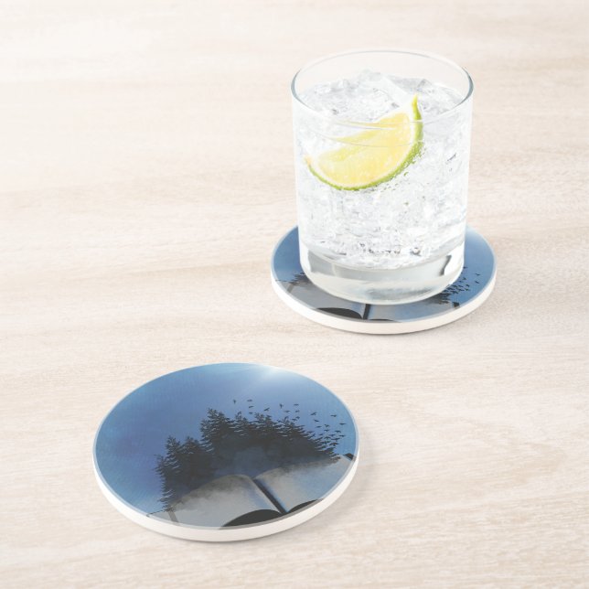 Dessous De Verre En Grès Forêt de livres ouverts (Côté)