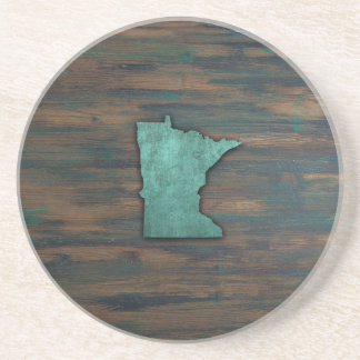 Dessous De Verre En Grès Forme de Minnesota Turquoise rustique