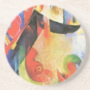 Dessous De Verre En Grès Formes brisées par Franz Marc, Art abstrait vintag