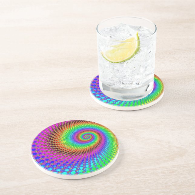 Dessous De Verre En Grès Fractale Abstraite (Côté)