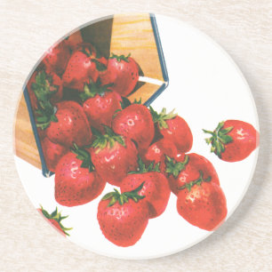 Dessous De Verre En Grès Fraises vintages en Panier, Fruits alimentaires