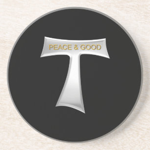 Dessous De Verre En Grès Franciscan Tau Cross Paix et bon argent et or