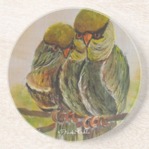 Dessous De Verre En Grès Frida Kahlo a peint des oiseaux