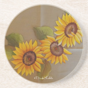 Dessous De Verre En Grès Frida Kahlo a peint des tournesols