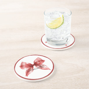 Dessous De Verre En Grès Frontière à ruban rouge