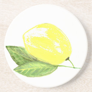 Dessous De Verre En Grès Fruit jaune citron Aquarelle Citrus été