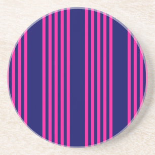Dessous De Verre En Grès Fuchsia et bleu marine cinq bandes motif
