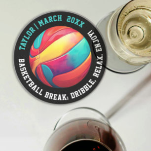 Dessous De Verre En Grès Fun Black Colours Basketball Slam Dunk MVP Typo