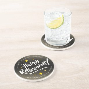 Dessous De Verre En Grès Fun Gold Glitter Stars Retirement New Adventures