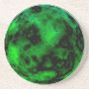 Dessous De Verre En Grès Funky Neon Green Emerald Halloween Abstrait