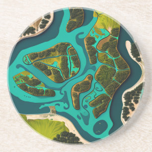 Dessous De Verre En Grès Futuristic Marshlands