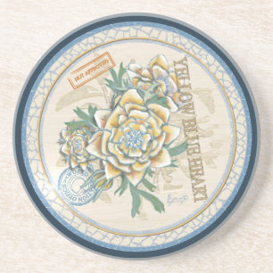 Dessous De Verre En Grès G Bureau de la création Fleur jaune