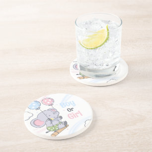 Dessous De Verre En Grès Garçon ou fille Éléphant mignon Révélation du sexe