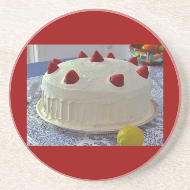 Dessous De Verre En Grès Gâteau de fraise (Devant)