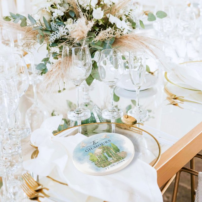 Dessous De Verre En Grès Gazebo élégant | fleurs colombes Mariage Luxe (Créateur téléchargé)