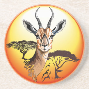 Dessous De Verre En Grès Gazelle Antelope africaine animal sauvage