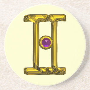 Dessous De Verre En Grès GEMINI ZODIAC ANNIVERSAIRE JEWEL Purple Alexandrit