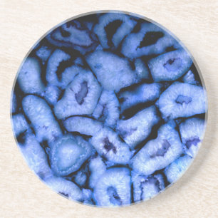 Dessous De Verre En Grès Géodes Agate Quartz Bleu