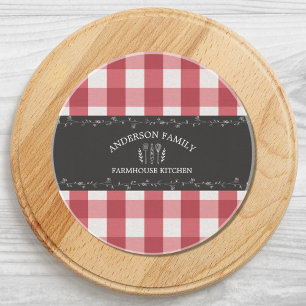 Dessous De Verre En Grès Gingham Rouge Campagne Rustique Tableau Noir