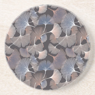 Dessous De Verre En Grès Ginkgo feuilles : élégant motif naturel.
