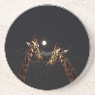 Dessous De Verre En Grès Giraffe Love In the Moonlight