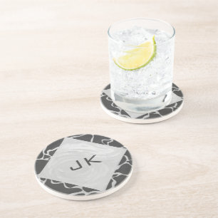 Dessous De Verre En Grès Giraffe Monogramme noir et gris clair