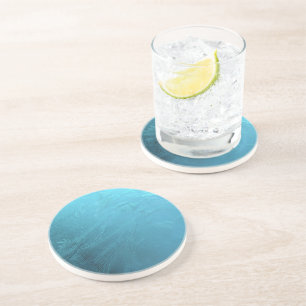 Dessous De Verre En Grès Glaces Water Ice Blue Frost Chic Winter métallc