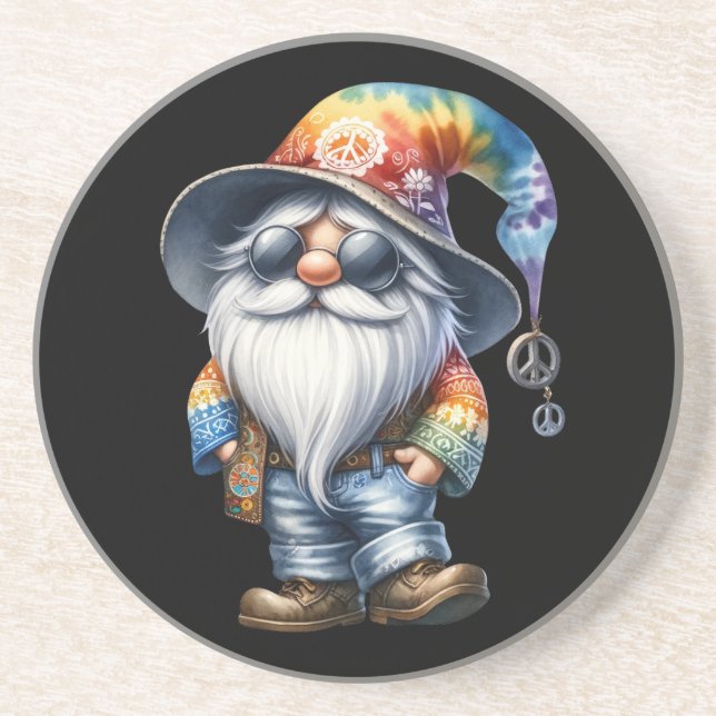 Dessous De Verre En Grès Gnome Hippie (Devant)