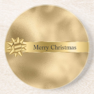 Dessous De Verre En Grès Gold Glam Ribbon et Bow Christmas