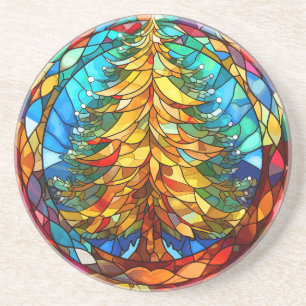 Dessous De Verre En Grès Gold Holiday Arbre en verre tendu Noël